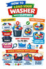 Clipart infographic showing how to load a washing machine properly, including sorting laundry, correct load size, front-load vs top-load techniques, and common mistakes like overloading and mixing colors