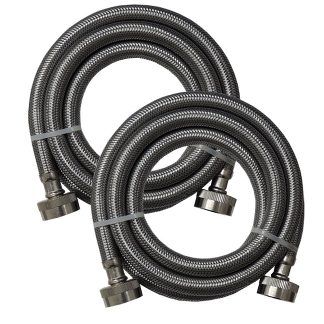(2 Pack) Supco 3804FFSS Stainless Steel Braided 6ft. 3/8" Washer Inlet Water Hose  Parts-O-Matic