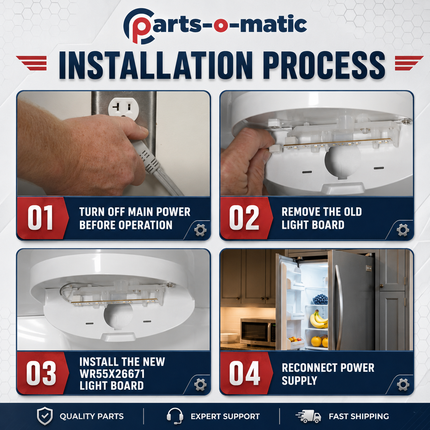 XPARTCO WR55X26671 Refrigerator LED Light Board  Parts-O-Matic