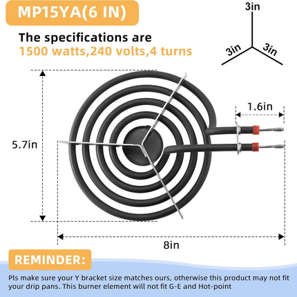Supco MP15YA 6" Surface Coil Burner Replaces WP660532, WB30T10089  Parts-O-Matic