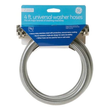 PM14X10005 GE Universal Washing Machine Stainless Steel Hoses - 2 Pack  Parts-O-Matic