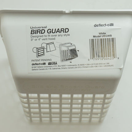 UBGWB Universal Bird Guard Dryer Vent Cover 3'-4" (White)  Parts-O-Matic
