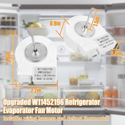 XPARTCO W11452196 Refrigerator Evaporator Fan Motor  Parts-O-Matic