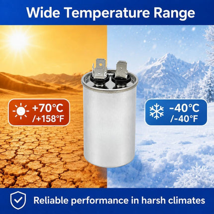 XPC5-450R 5 uF Round Run / Start Capacitor | CBB65 5 uF (MFD) 450 Volts  Parts-O-Matic