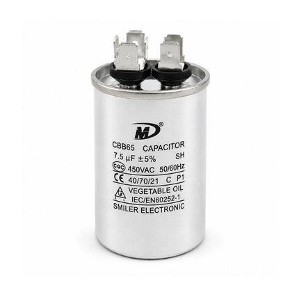 XPC75-450R 7.5 uF Round Run / Start Capacitor | CBB65 7.5 uF (MFD) 450 Volts  Parts-O-Matic