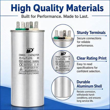 XPDC35X5-450R HVAC ROUND DUAL RUN CAPACITOR | 35+5 MFD 450 Volts  Parts-O-Matic