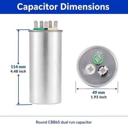 XPDC45X5-450R HVAC ROUND DUAL RUN CAPACITOR | 45+5 MFD 450 Volts  Parts-O-Matic