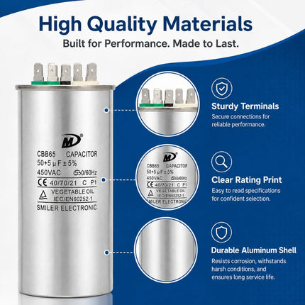 XPDC50X5-450R HVAC ROUND DUAL RUN CAPACITOR | 50+5 MFD 450 Volts  Parts-O-Matic