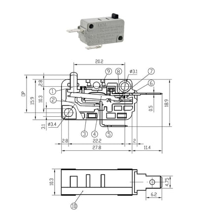 XPG499 Microwave Door Switch (Normally Closed)  Parts-O-Matic
