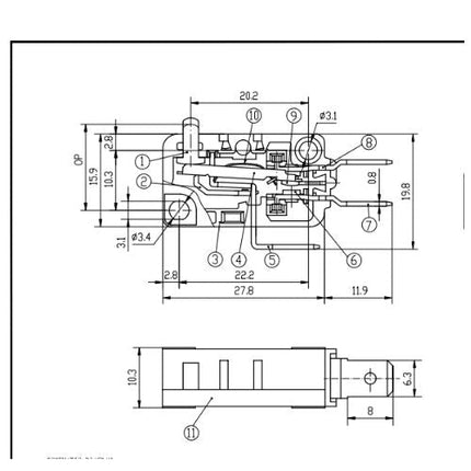 EXP480 Microwave Door Switch (NC - NO) Normally Closed / Open  Parts-O-Matic