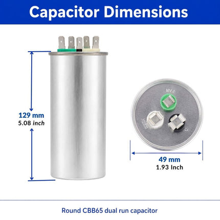 XPDC70X5-450R HVAC ROUND DUAL RUN CAPACITOR | 70+5 MFD 450 Volts  Parts-O-Matic