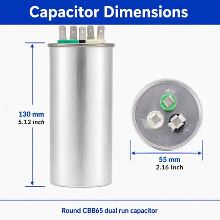 XPDC80X5-450R HVAC ROUND DUAL RUN CAPACITOR | 80+5 MFD 450 Volts  Parts-O-Matic