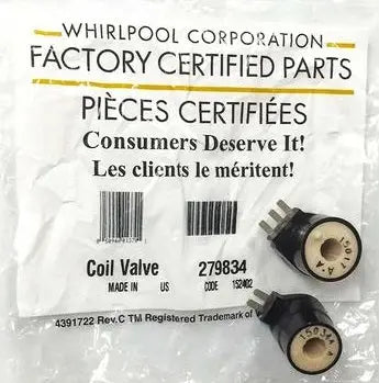 279834 Genuine OEM Dryer Gas Valve Solenoid Whirlpool
