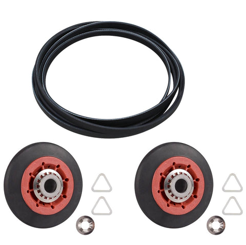 EXP524 Dryer Drum Roller & Belt Set Replaces WPW10314173, 661570V