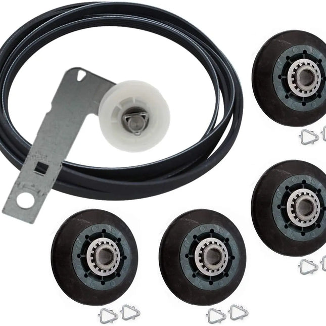 EXP692 Dryer Belt, Idler Pulley and Drum Roller Set Exact Replacement Parts